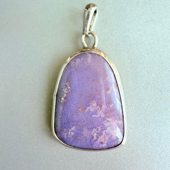 Natural 12.6 CT Purple Agate Burro Creek Arizona Sterling Silver 925 Pendant - Picture 1 of 7